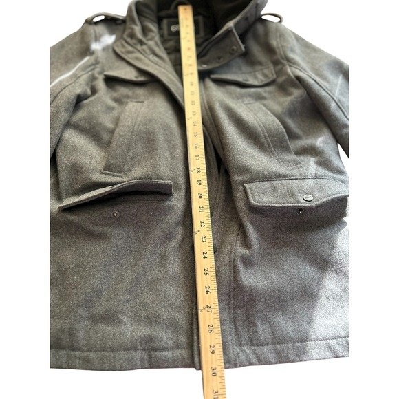 GUESS Gray Wool Blend Hooded Military Jacket Coat Womens - Picture 7 of 8